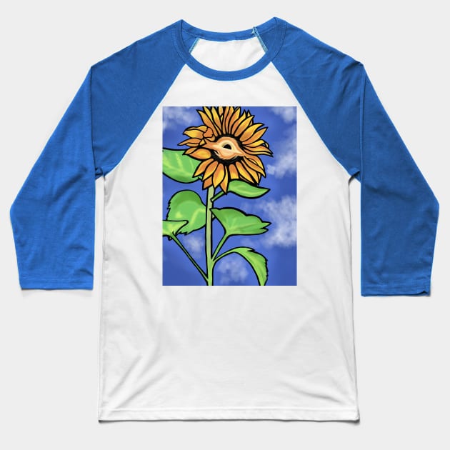 Black Hole Sunflower Baseball T-Shirt by Divergent Curiosities 